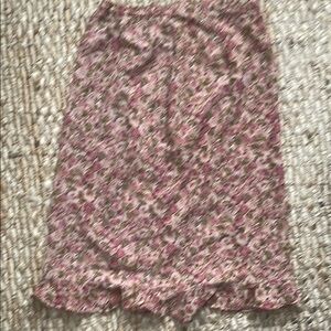 Floral Midi Skirt in Pink and Cream